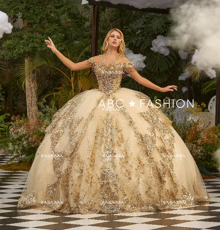 Savings Galore Layered Off Shoulder Quinceanera Dress by Ragazza EV46-646