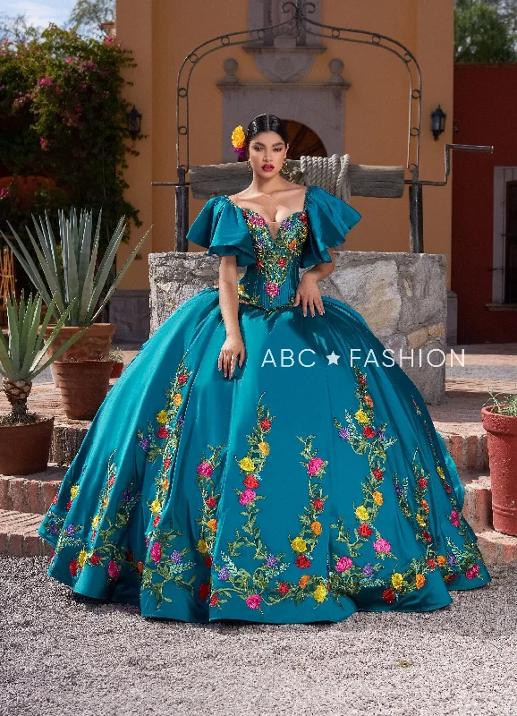 Exclusive Access Floral Short Sleeve Quinceanera Dress by Ragazza MV43-143