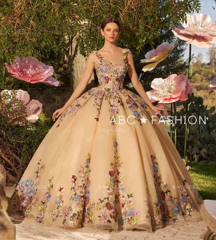 Stock Up and Save Floral Embroidered Quinceanera Dress by Ragazza EV37-637