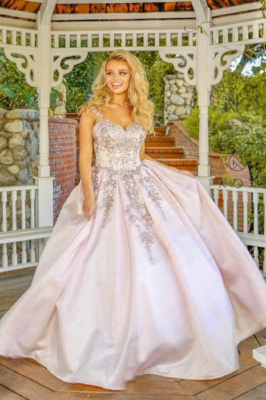 Limited Edition Embroidered Cap Sleeve Ball Gown by Nox Anabel U801