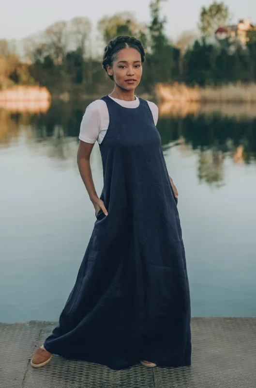 Discount Deals Minimalist Long Linen Dress