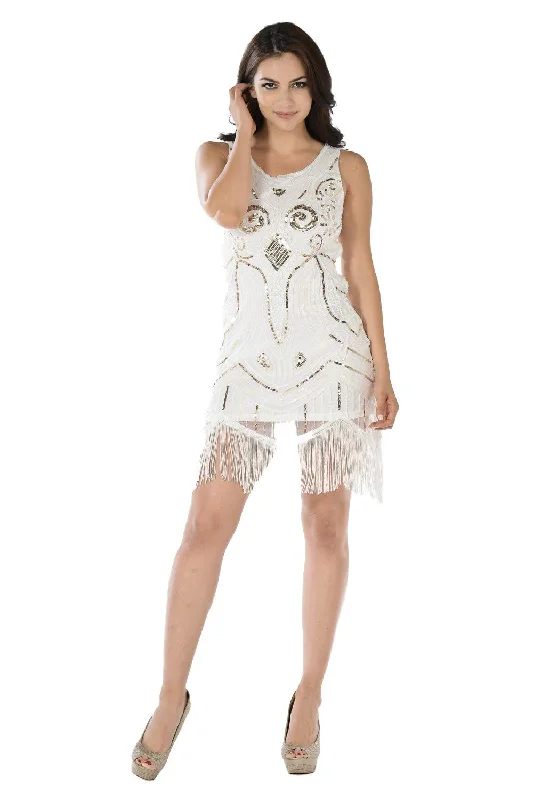 Fantastic Offers Short Sequined Flapper Fringe Dress by Poly USA 7848