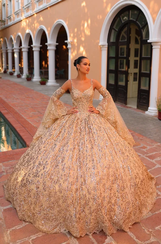 Don't Miss Sleeveless Bell Sleeve Quinceanera Dress by Amarra 54303
