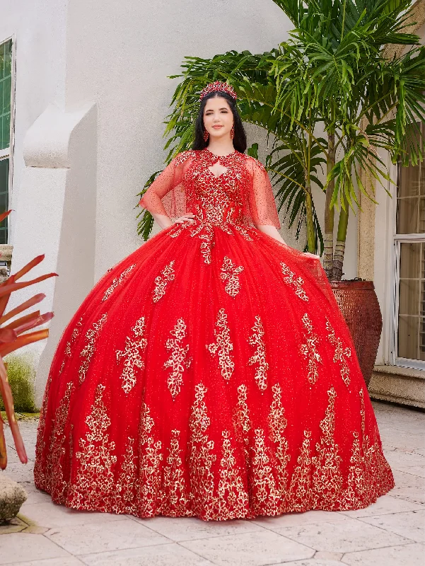Overstock Sale Capelet V-Neck Quinceanera Dress by LizLuo Fiesta 56519