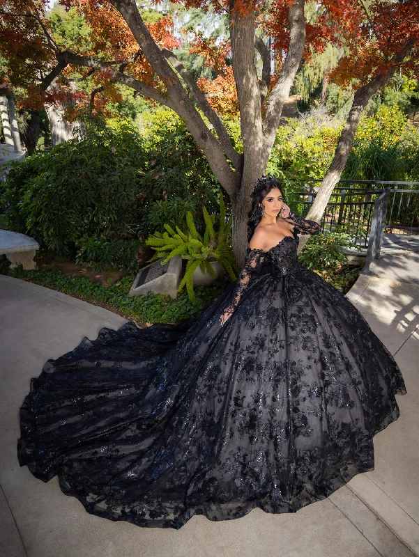 Special Savings Applique Long Sleeve Ball Gown by LizLuo Quince 26092