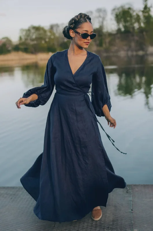 Special Buy Linen Maxi Dress with Puff Sleeves
