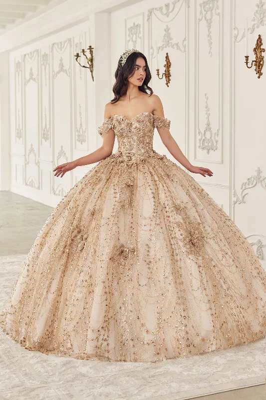 Fantastic Deals Glitter Print Off Shoulder Ball Gown by Ladivine 15712