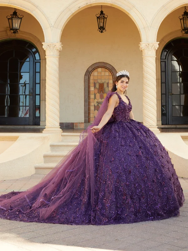 Price Fest Butterfly Cape Sleeve Quinceanera Dress by House of Wu 26062