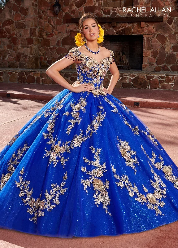 Great Deals 3D Floral Off Shoulder Quinceanera Dress by Rachel Allan RQ3117