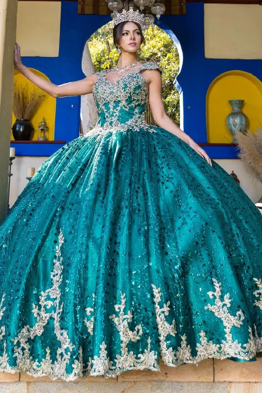 Daily Specials Applique Glitter Ball Gown by Cinderella Couture 8024J