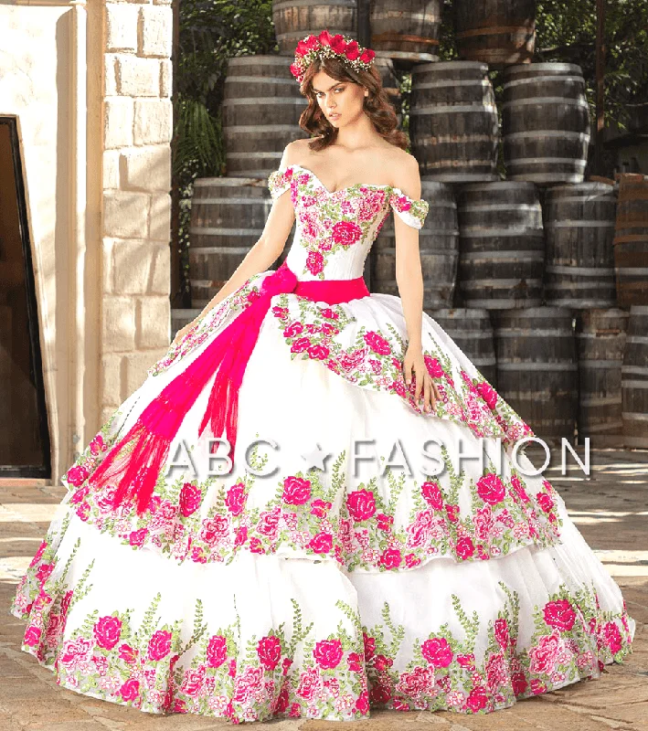 Blowout Sale Floral Charro Quinceanera Dress by Ragazza MV33-133