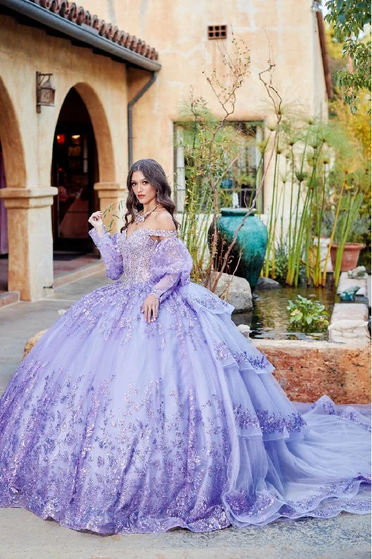 Bargain Blast Off Shoulder Puff Sleeve Ball Gown by Petite Adele PQ1041