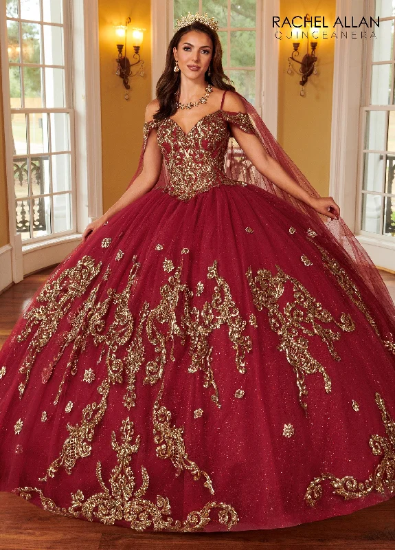 Price Buster Applique Cape Sleeve Quinceanera Dress by Rachel Allan RQ2164