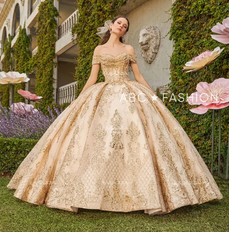 Discount Extravaganza Beaded Off Shoulder Quinceanera Dress by Ragazza EV39-639