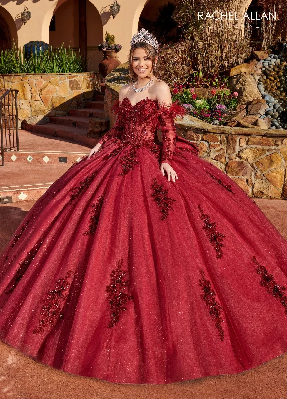 Buy More, Save More Feather Long Sleeve Quinceanera Dress by Rachel Allan RQ2171