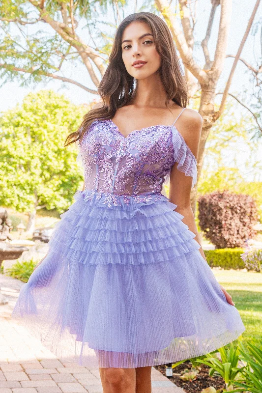 Warehouse Sale Short Off Shoulder Tiered Dress by Elizabeth K GS3511