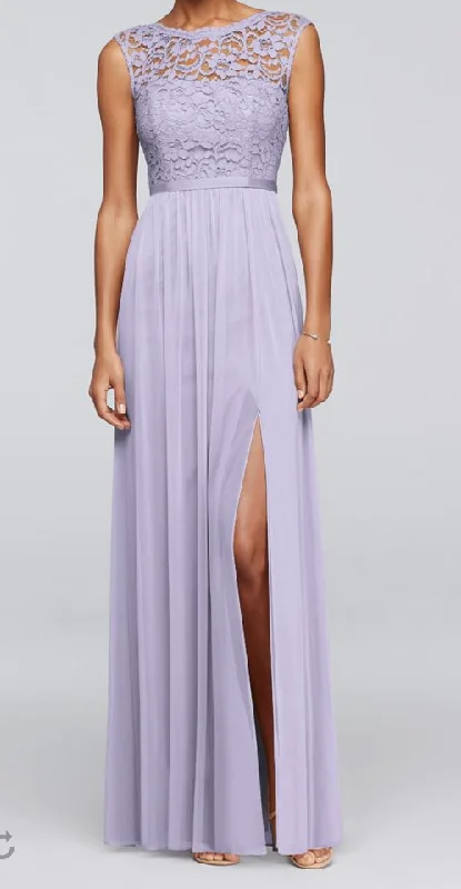 Deal of the Week David's Bridal Long Bridesmaid Dress with Lace Bodice