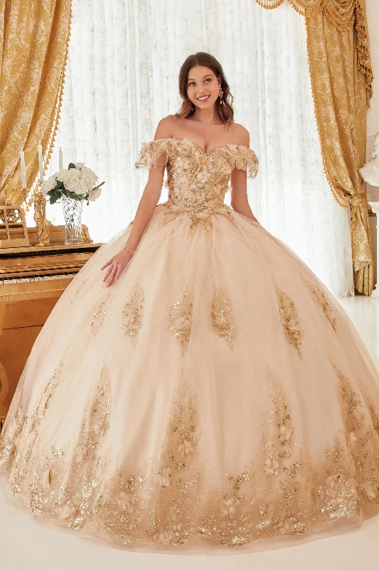 Holiday Sale Glitter Print Off Shoulder Ball Gown by Ladivine 15701