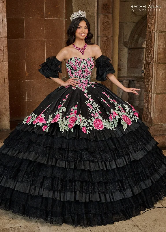 Today Only Floral Tiered Lace Quinceanera Dress by Rachel Allan RQ5002