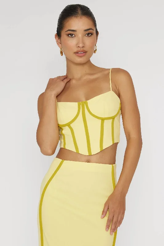 Ferrera Piping Trim Crop Top Yellow