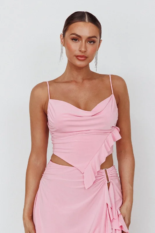 Such A Tease Cowl Neck Crop Top Pink