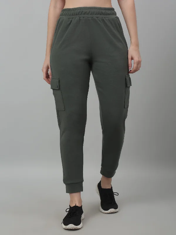 Women's Casual  Olive Green Ankle length Mid rise Jogger Pants