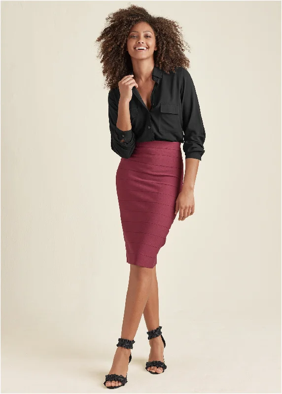 Midi Bandage Skirt - Wine