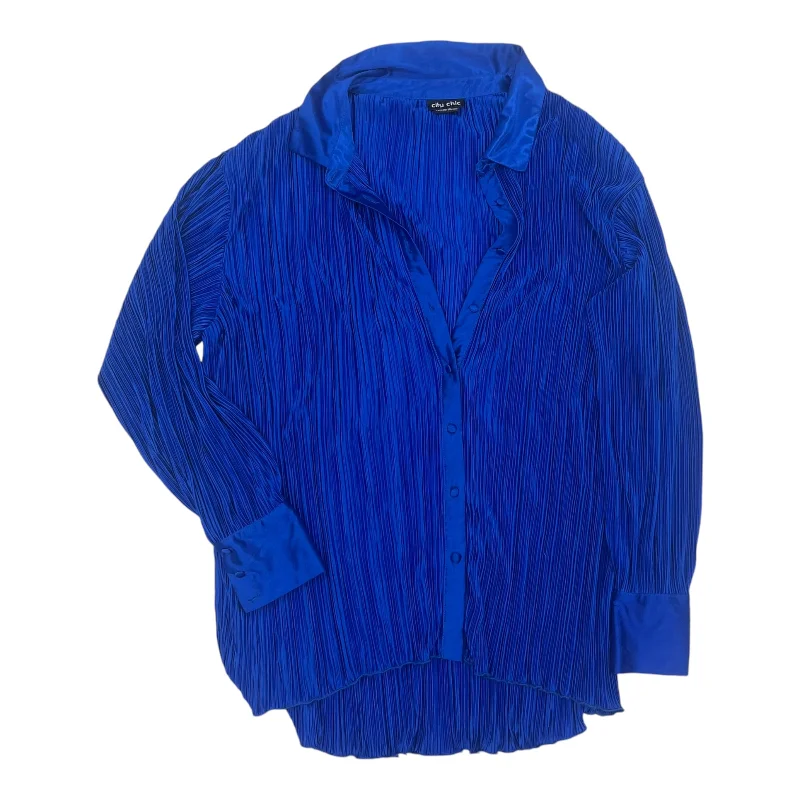 Deal Mania Blouse Ls By City Chic In Blue, Size:1X