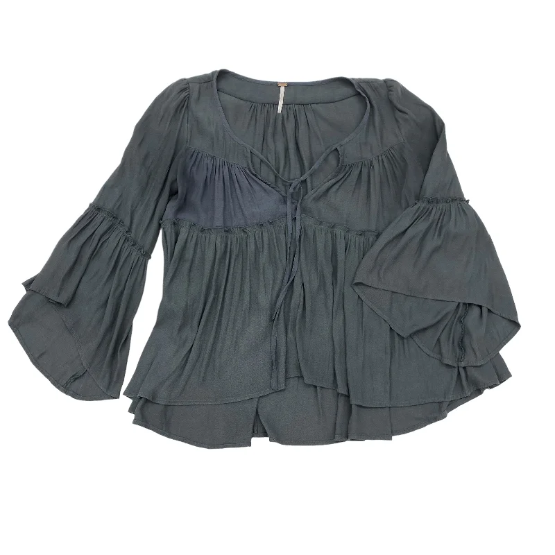 Year-End Clearance GREY BLOUSE 3/4 SLEEVE by FREE PEOPLE Size:XS