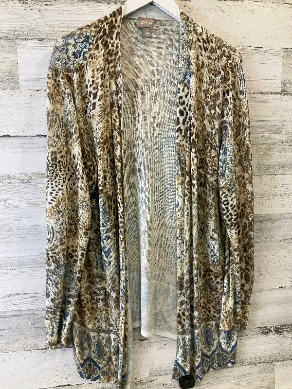 Sweater Cardigan By Chicos In Animal Print, Size: Xl