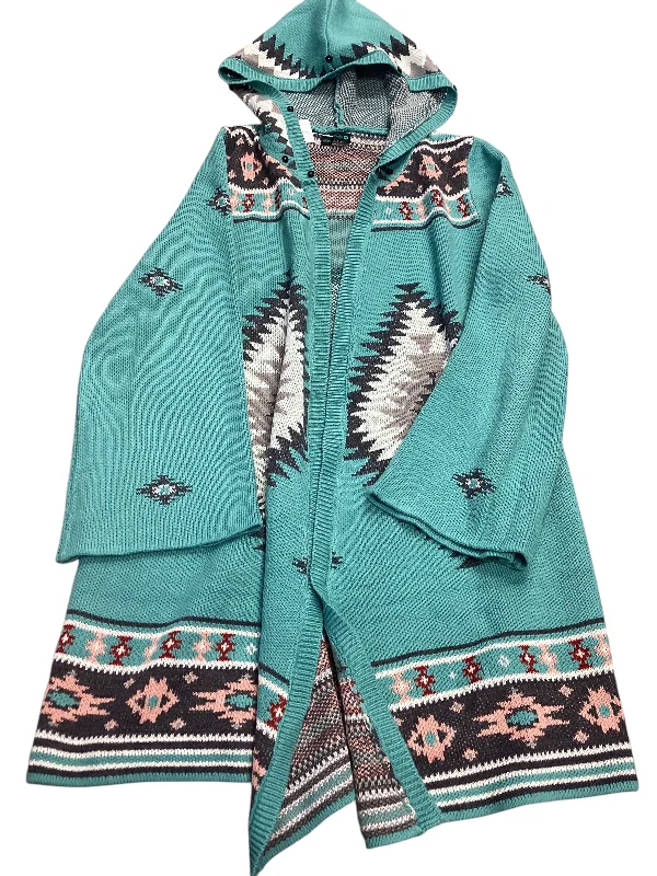 Clearance Items Sweater Cardigan By Cmc In Aqua, Size: M