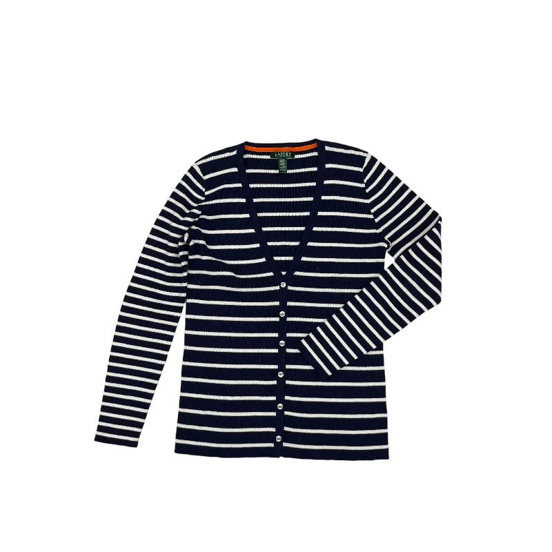 Value Deals Sweater Cardigan By Lauren By Ralph Lauren In Blue & White, Size:M