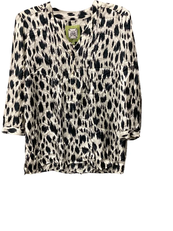 Bargain Prices Top Long Sleeve By Elizabeth Mckay In Blue & White, Size: 8