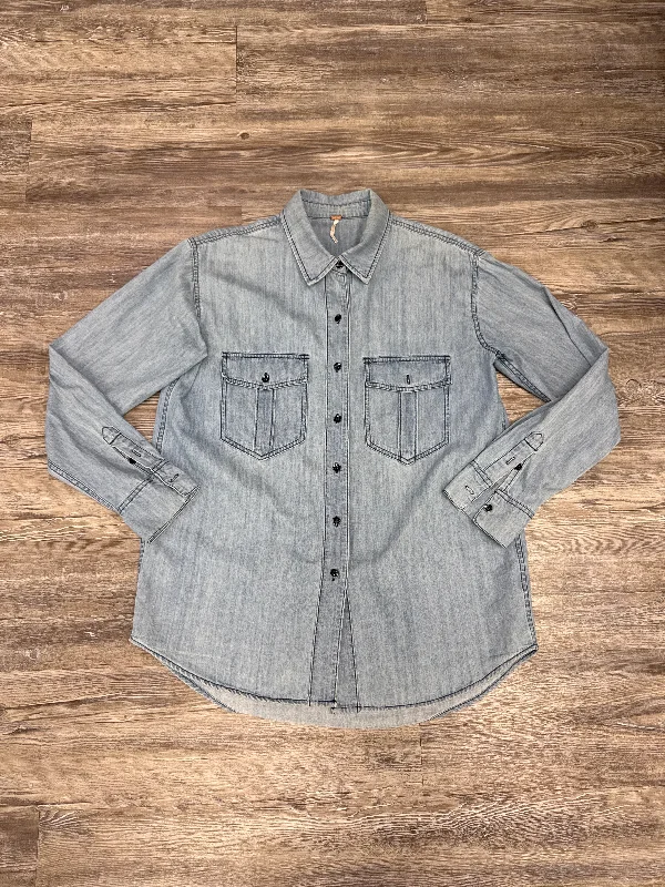 Top Long Sleeve By Free People In Blue Denim, Size: S