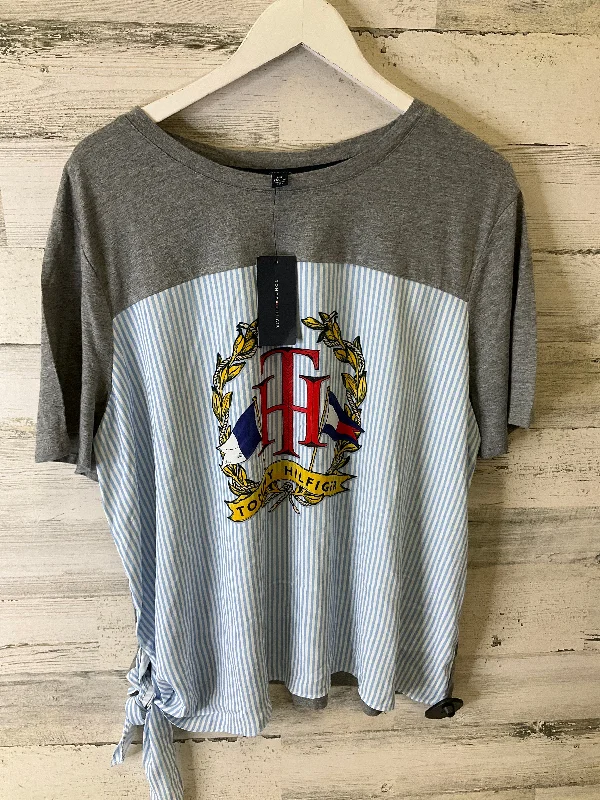 New Arrival Top Short Sleeve By Tommy Hilfiger In Grey, Size: Xxl