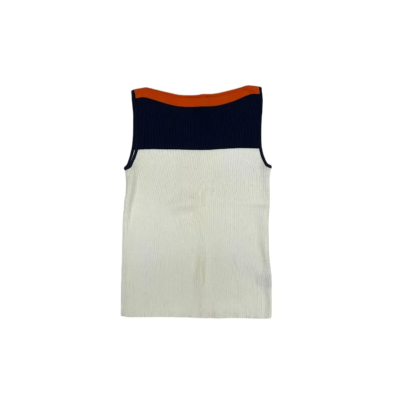 Weekend Deal Vest Sweater By Lauren By Ralph Lauren In Blue & White, Size:L
