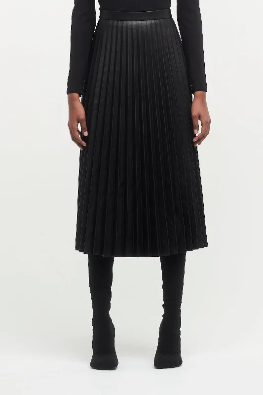 Balenciaga Pleated Leather Skirt