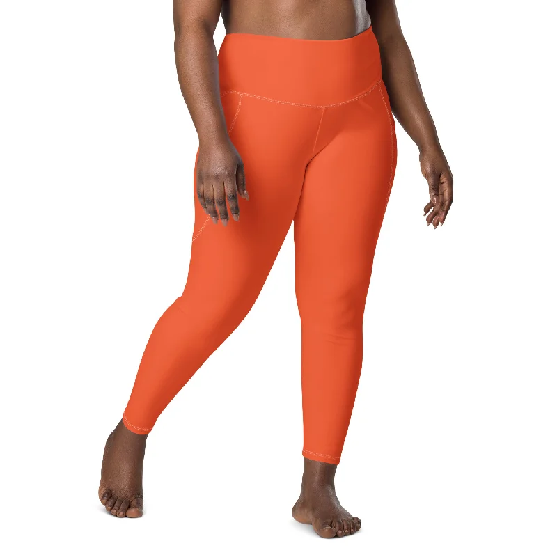 High Waist 7/8 Leggings with pockets - Orange - Plus Sizes