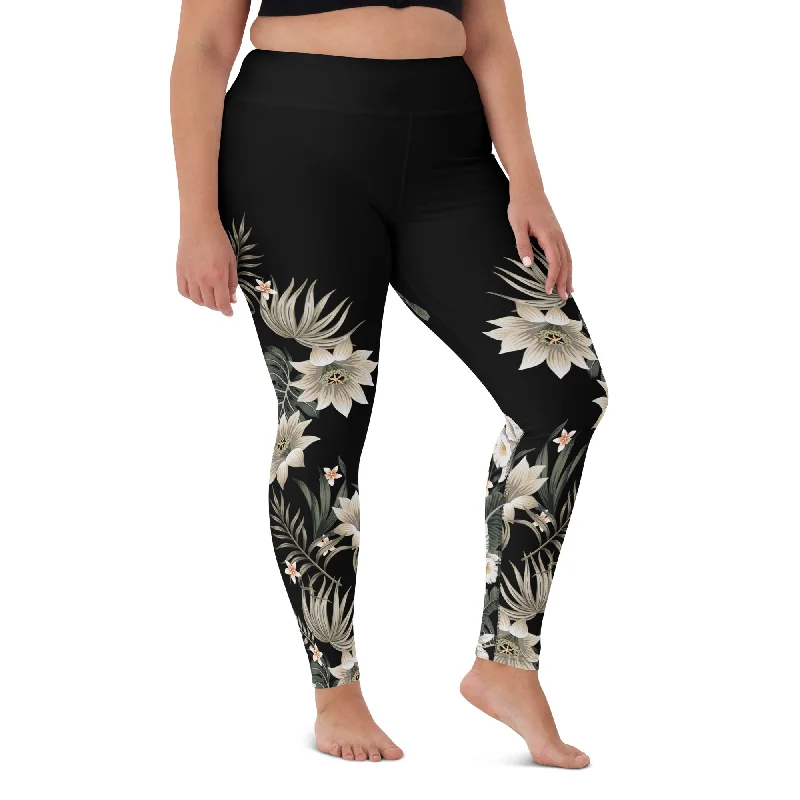 Plus Size Swim Leggings Paddleboard, Surf 2XL-6XL - Hawaiian Lily