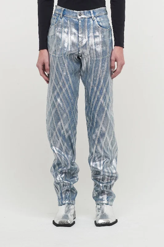 Mugler Coated Denim Straight Fit Trousers