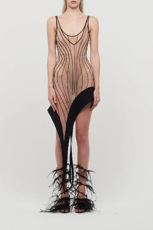 Mugler Glass Nylon Jersey Dress