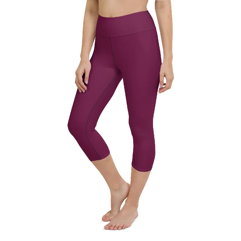 Women's Chlorine Resistant High Waist Modest Swim Leggings UPF 50 Sun Protection - Plum