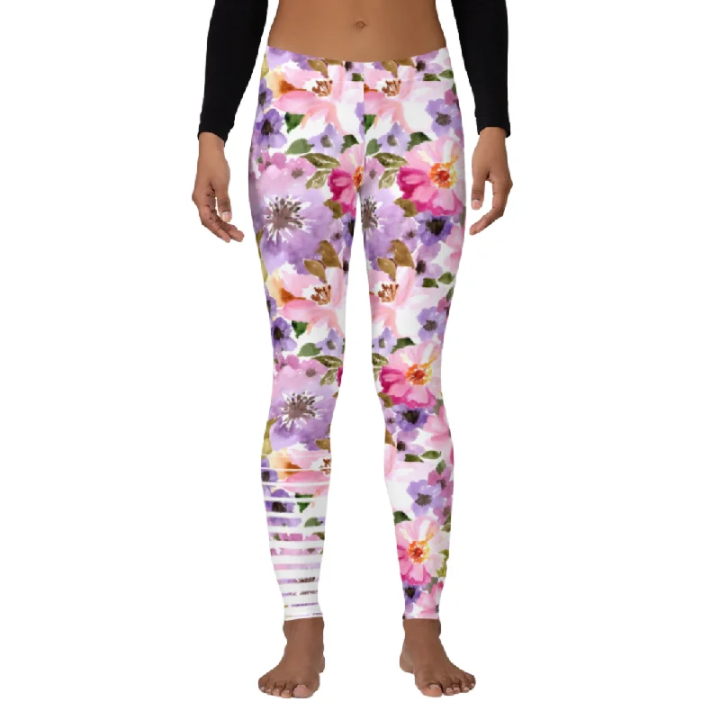 Women's Low-Mid Rise Floral Swim Leggings, Paddleboard, SUP