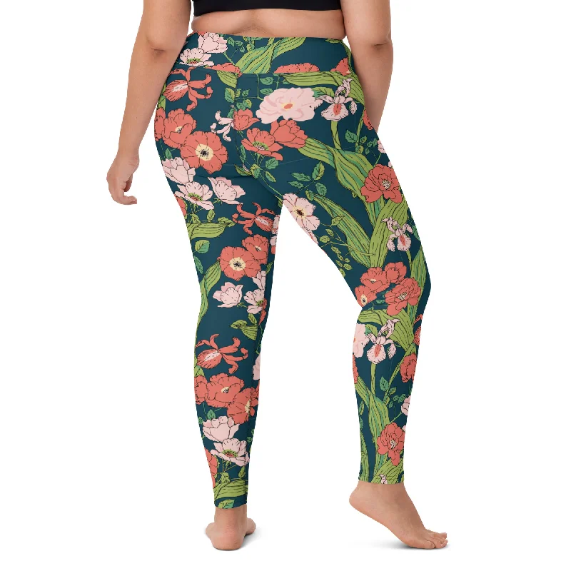 Women's Plus Size Swim Leggings UPF 50 2XL-6XL - Seychelles Floral