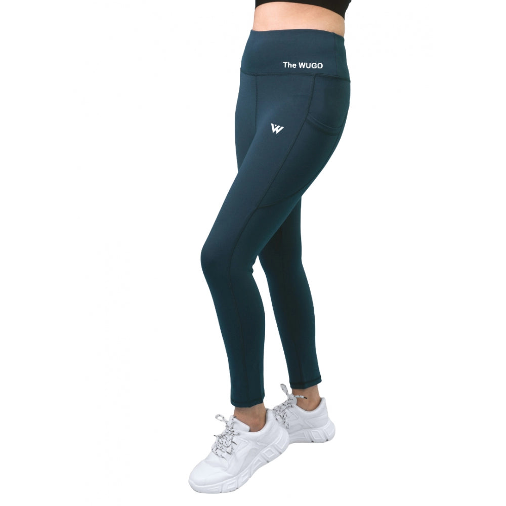 Generic Women's Polyster Soild Sport Leggings (Blue)