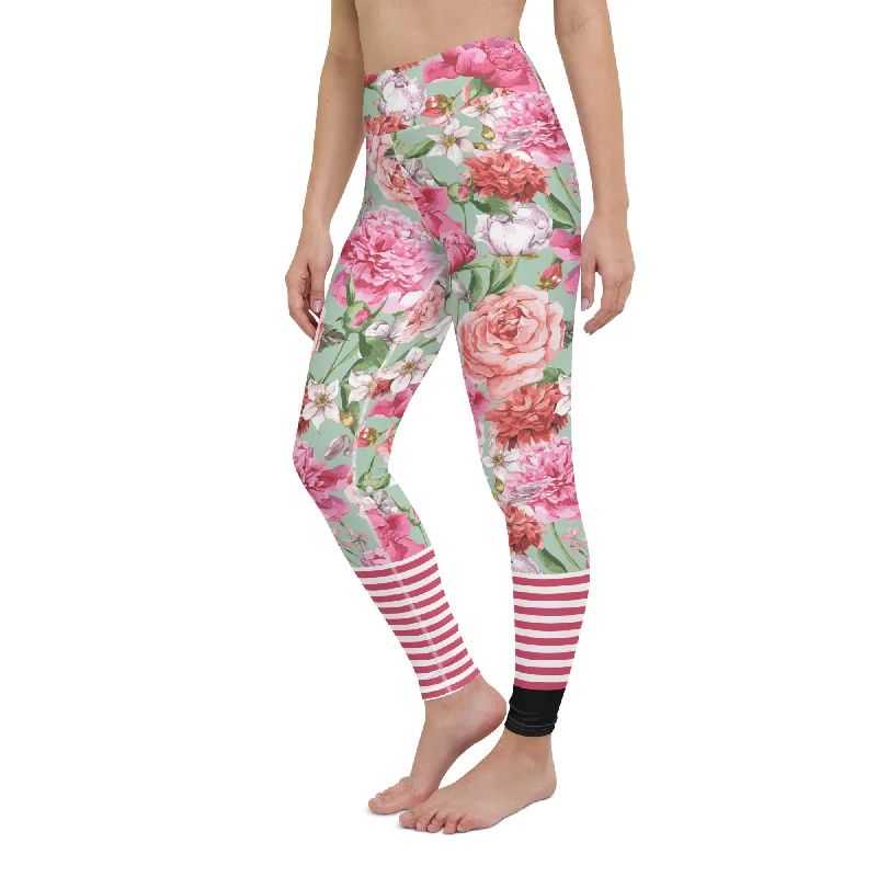 Women's Swim Leggings, UPF 50+ Shabby Roses - Paddle Board, SUP