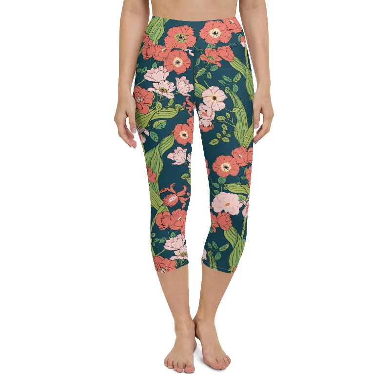 Women's UPF 50+ Swim Capri Leggings, Seychelles Floral